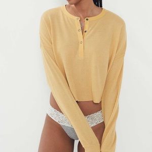 UO Out From Under Emmy Henley Slouchy Tee - Yellow